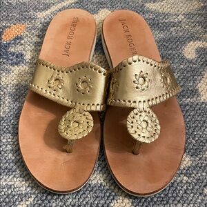 Jack Rogers Gold Floral Sandals